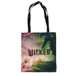 Wicked Movie Musical Glinda Elphaba Pink Green Canvas Shoulder Shopping Tote Bag